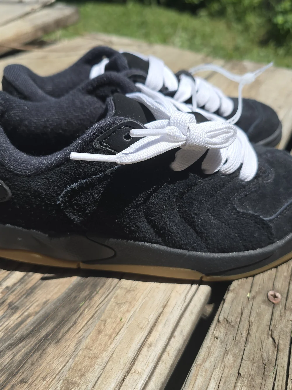 New - Nike Air Jordan Session GS BlackKids Black Suede Sneakers with White Laces